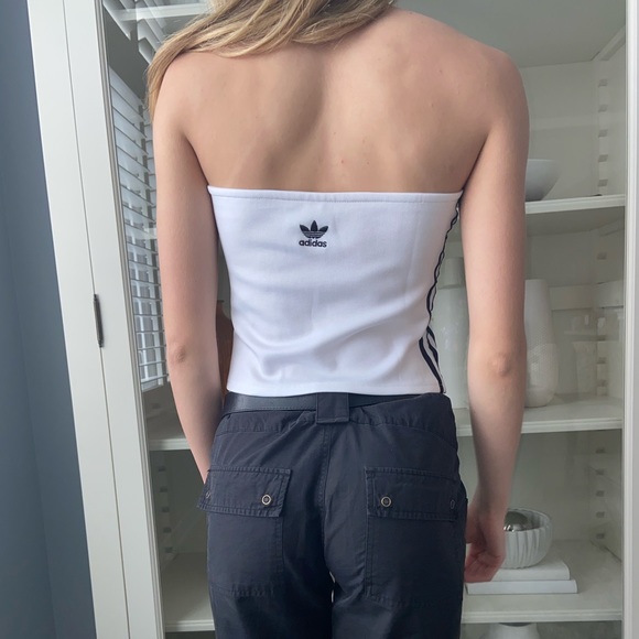 Adidas tube top, women’s size S, white with black accents - Picture 3 of 6